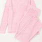 Ribbed V-Neck Top and Pants Lounge Set - NawdeX