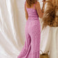 Smocked Printed Wide Strap Jumpsuit - NawdeX