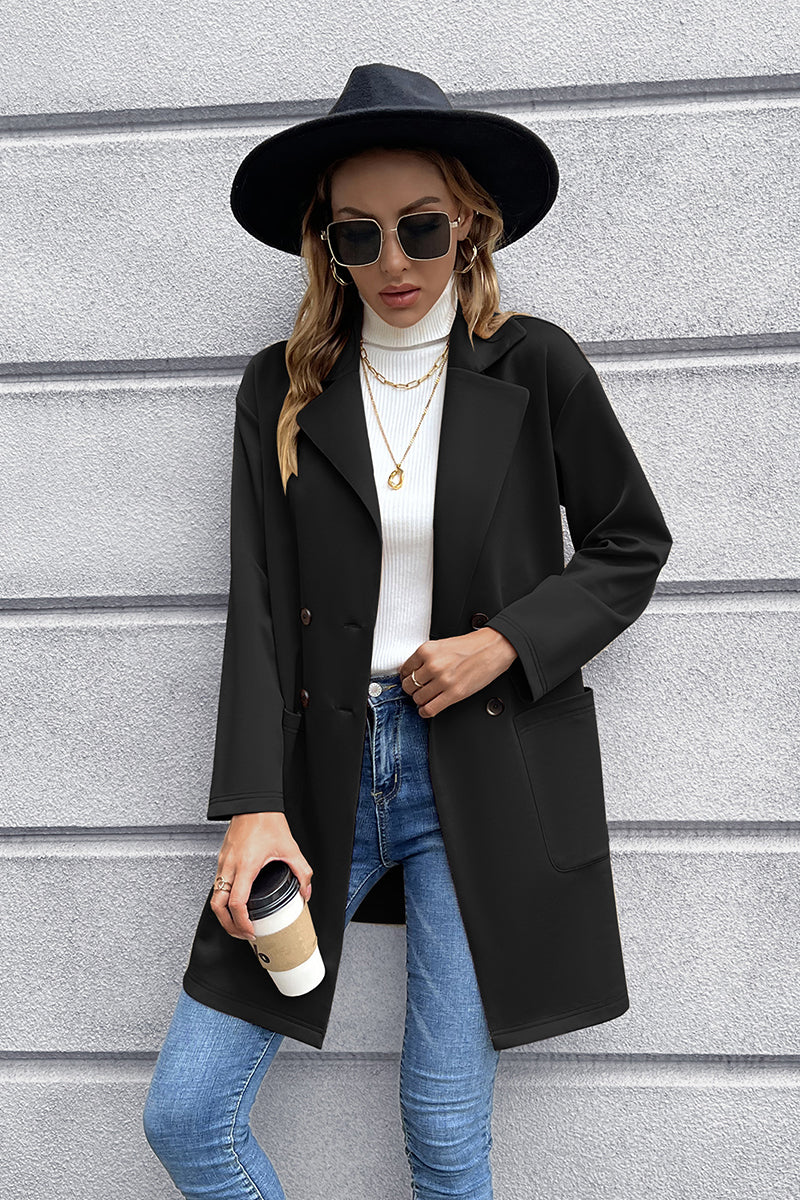Ivy Lane Lapel Collar Long Sleeve Blazer - NawdeX