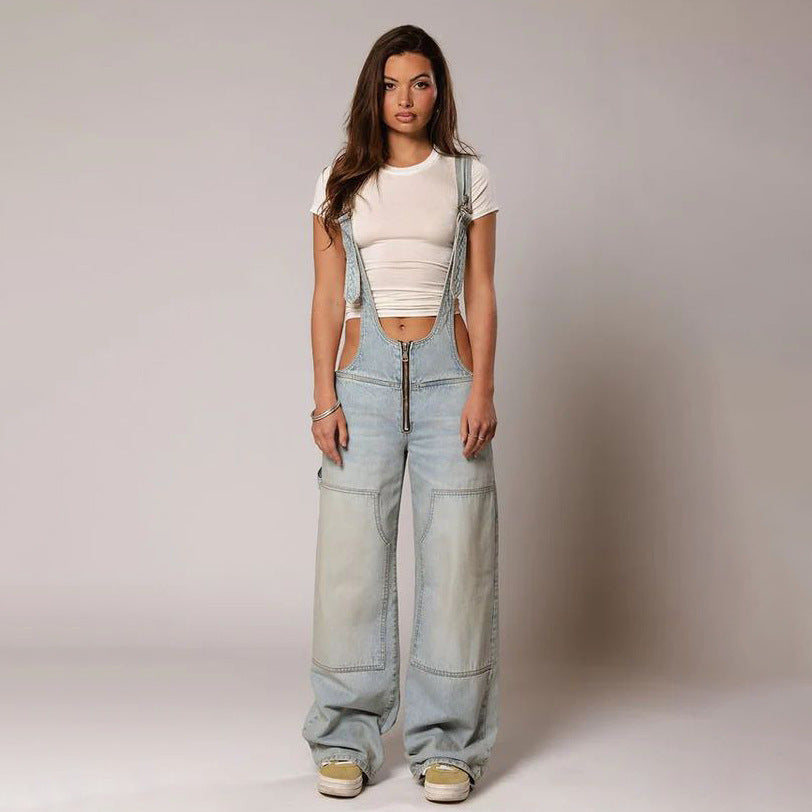 Loose Suspender Jean Jumpsuit - NawdeX