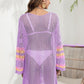 Openwork Contrast Long Sleeve Cover-Up - NawdeX