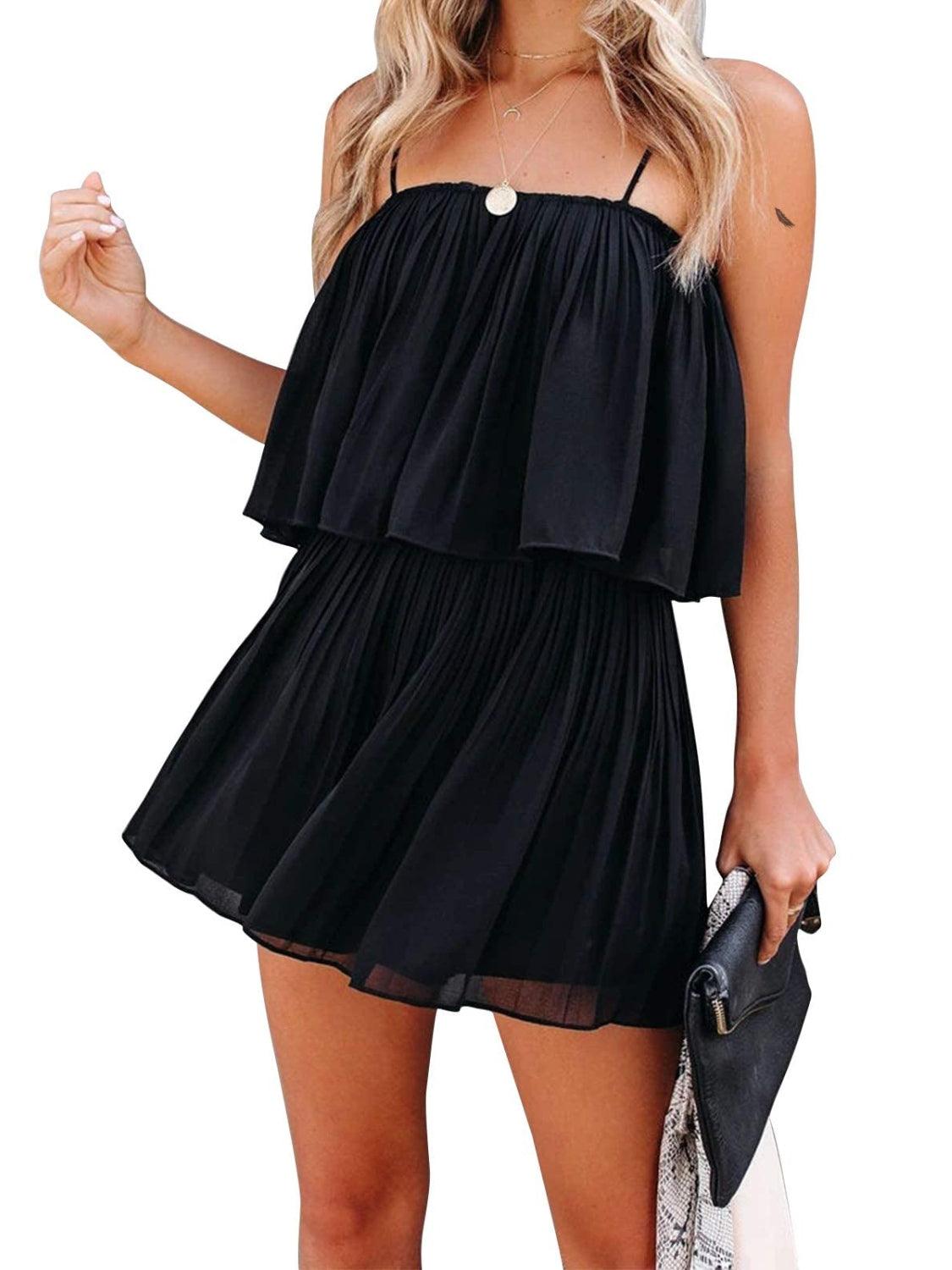 Ruched Spaghetti Strap Romper - NawdeX