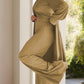 Full Size Slit Round Neck Long Sleeve Top and Pants Set - NawdeX