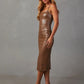 PU Slit Midi Dress - NawdeX