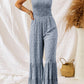 Smocked Printed Wide Strap Jumpsuit - NawdeX