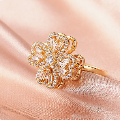 Copper Rotating Ring  Micro Inlaid Fashion Lady Ring Index Finger Ring - NawdeX