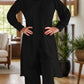 Full Size Slit Round Neck Long Sleeve Top and Pants Set - NawdeX