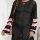 Openwork Contrast Long Sleeve Cover-Up - NawdeX