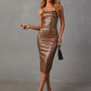 PU Slit Midi Dress - NawdeX