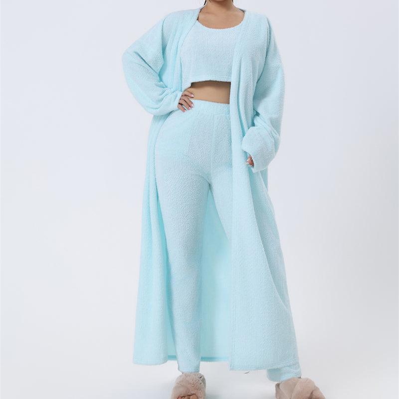Cozy Pajama Set, 3 Piece Lounge Set, Cute Loungewear, Warm Suit Sets, Matching Set, Lounge Set, 3 Piece Pant Sets, Women Winter Dress - NawdeX
