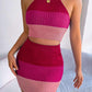 Color Block Sleeveless Crop Knit Top and Skirt Set - NawdeX