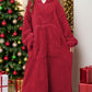 Pocketed Contrast Long Sleeve Hooded Lounge Dress - NawdeX