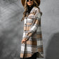 Plaid Collared Neck Long Sleeve Coat - NawdeX