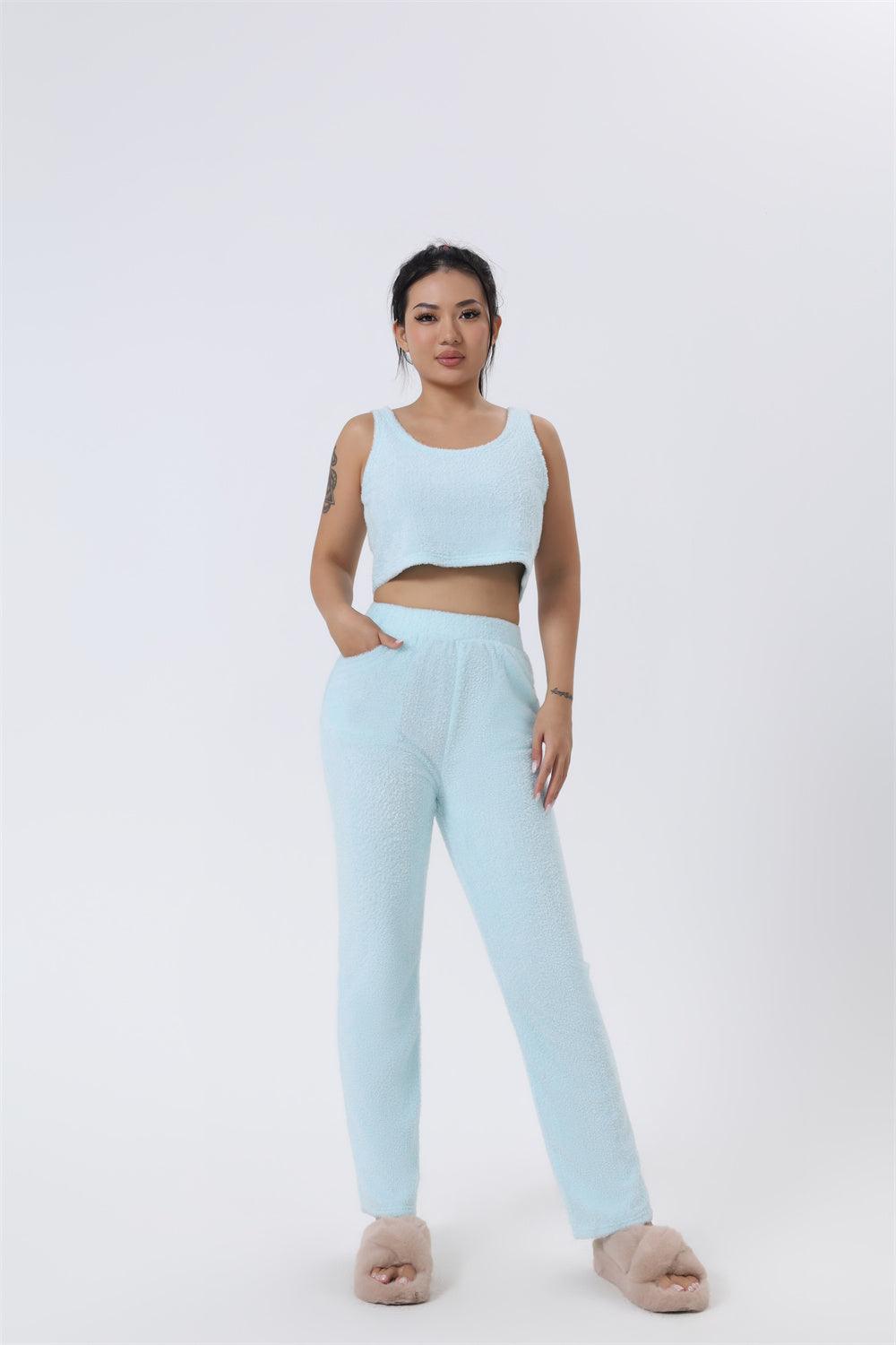 Cozy Pajama Set, 3 Piece Lounge Set, Cute Loungewear, Warm Suit Sets, Matching Set, Lounge Set, 3 Piece Pant Sets, Women Winter Dress - NawdeX