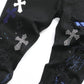Men's Hole Patch Black Stretch Slim-fitting Jeans - NawdeX