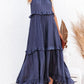 Ruffled Sleeveless Maxi Dress with Pockets - NawdeX