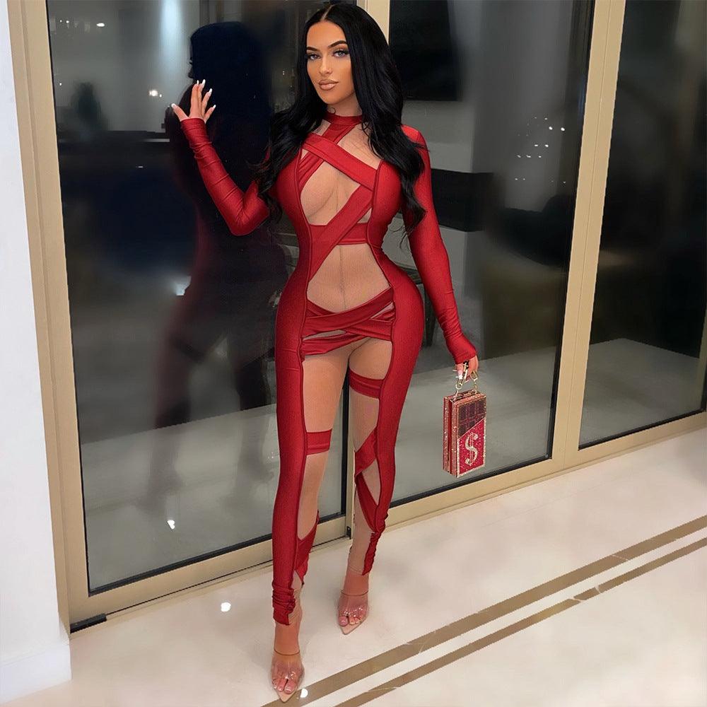 Stitching Long Sleeve Jumpsuit Women - NawdeX