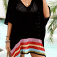 Slit Openwork V-Neck Half Sleeve Cover-Up - NawdeX