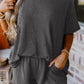 Textured Round Neck Top and Shorts Set - NawdeX