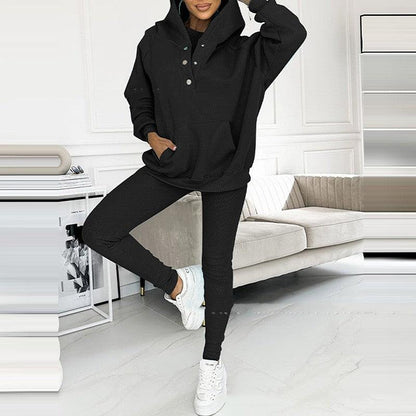 3pcs Women's Sports Loose Hooded  Sweatshirt ,Vest And Slim Trousers - NawdeX