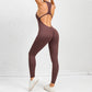 Zippered Yoga Fitness Jumpsuit Sleeveless Tummy Control Stretch Shapewear - NawdeX