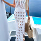 Openwork Slit Scoop Neck Sleeveless Cover Up - NawdeX