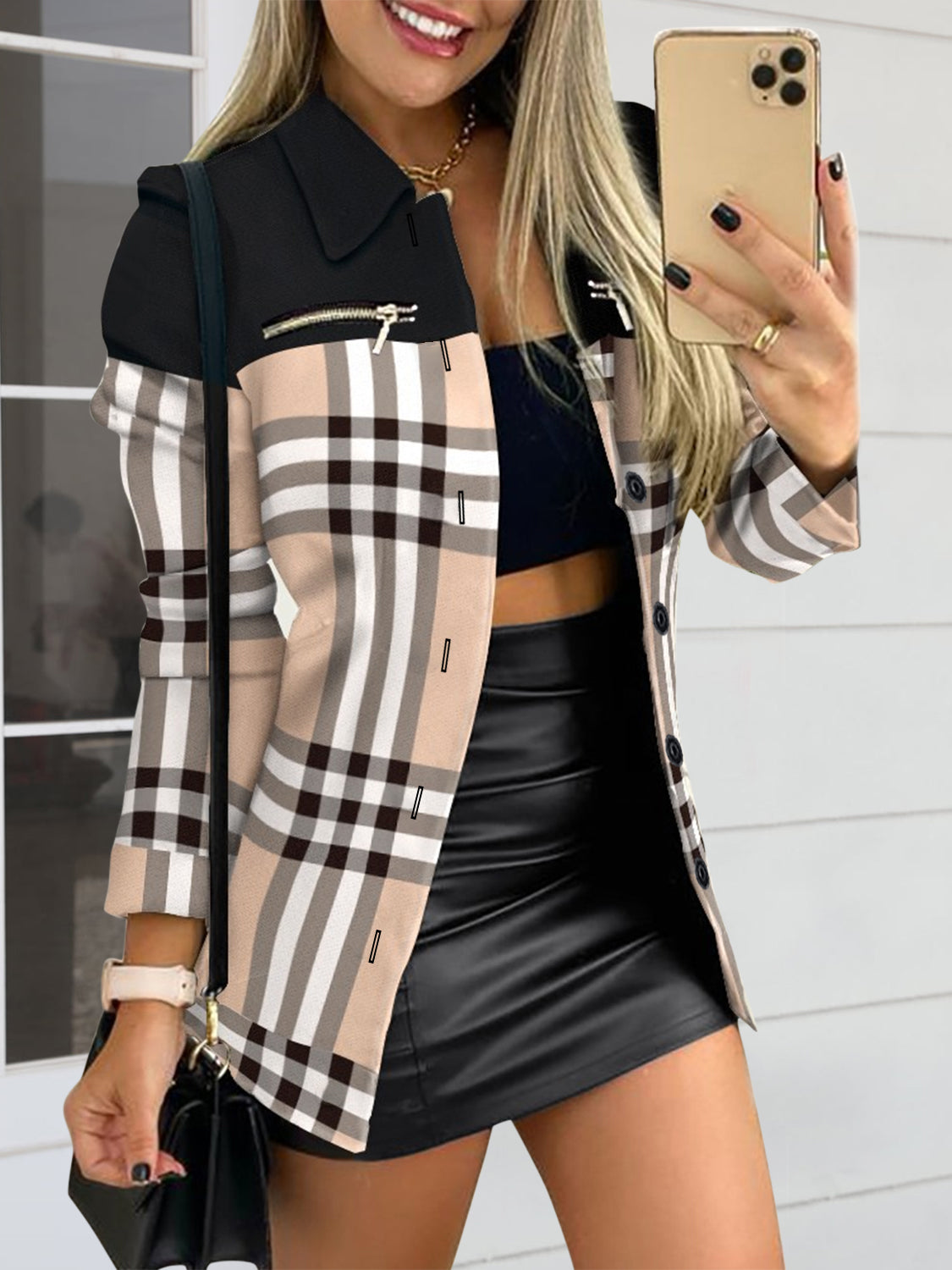 Printed Button Up Zip Detail Shacket - NawdeX