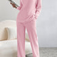 Ribbed V-Neck Top and Pants Lounge Set - NawdeX