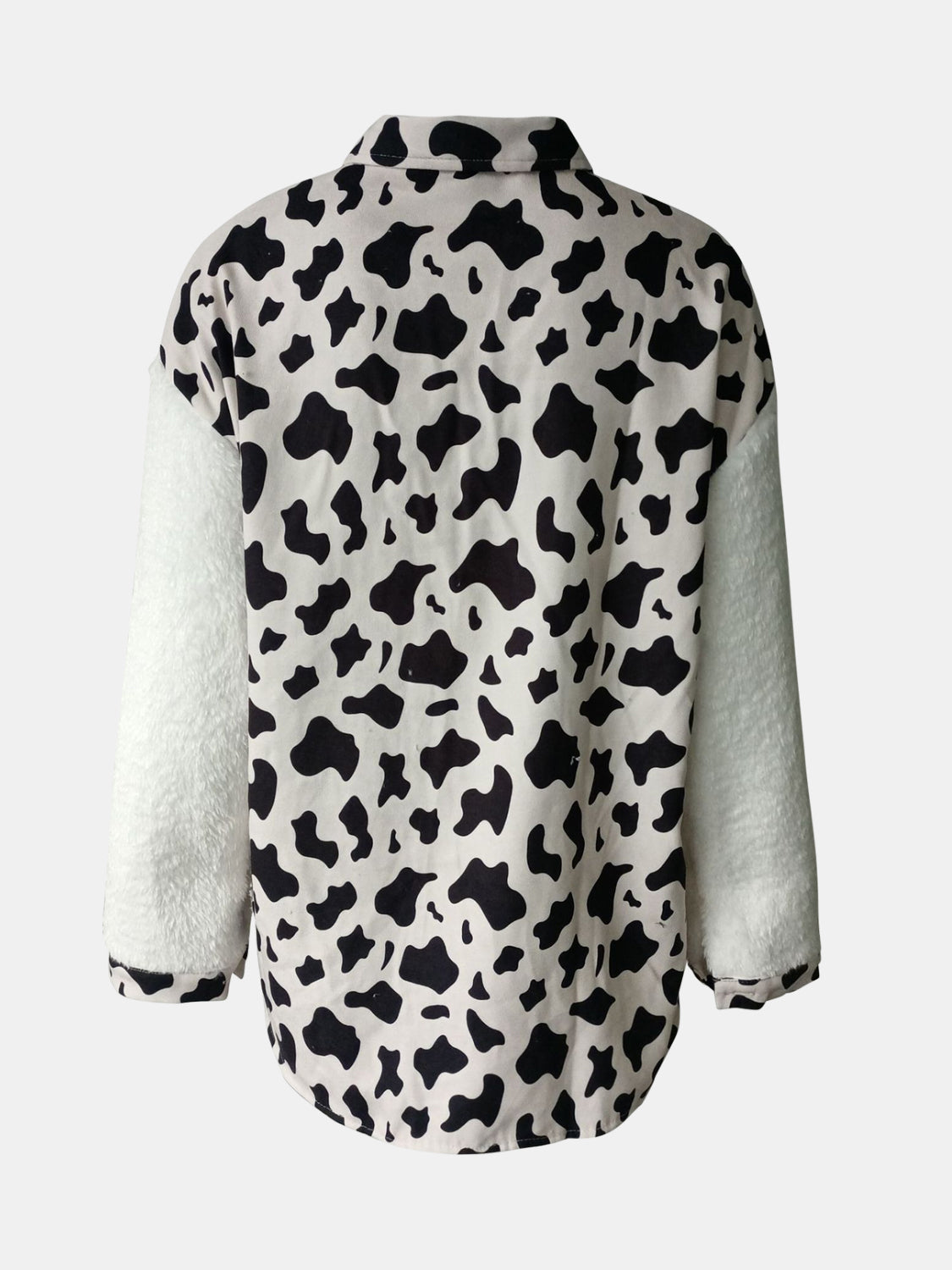 Fuzzy Button Up Long Sleeve Jacket - NawdeX