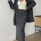 Pocketed Long Sleeve Cardigan and Skirt Sweater Set - NawdeX