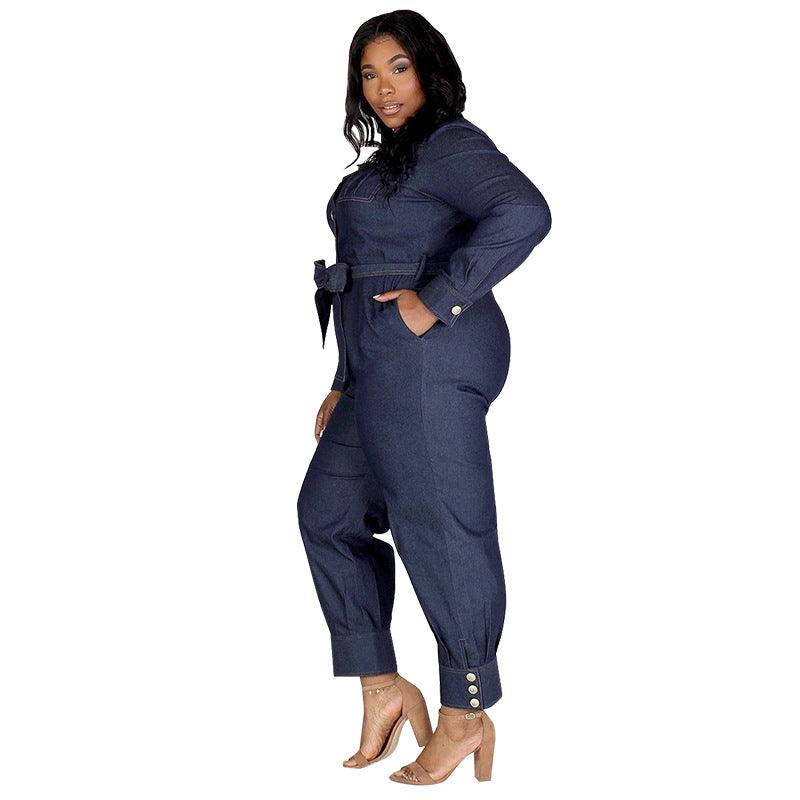 Autumn  PlusSize Women Denim Jumpsuit - NawdeX
