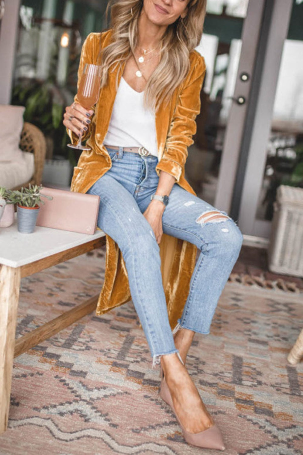 Open Front Long Sleeve Coat - NawdeX