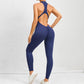 Zippered Yoga Fitness Jumpsuit Sleeveless Tummy Control Stretch Shapewear - NawdeX