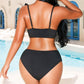 Fresh And Retro Striped Split Small Chest Bikini Vacation Swimwear - NawdeX