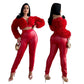 Furry Crop Top Slim Trousers Set - NawdeX