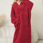 Pocketed Contrast Long Sleeve Hooded Lounge Dress - NawdeX