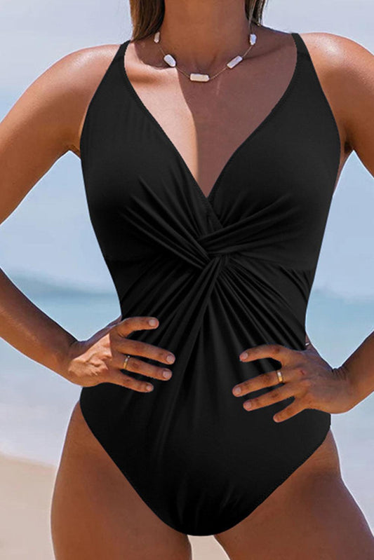 Twisted Crisscross V-Neck One-Piece Swimwear - NawdeX