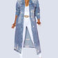Long Sleeve Raw Hem Denim Jacket - NawdeX