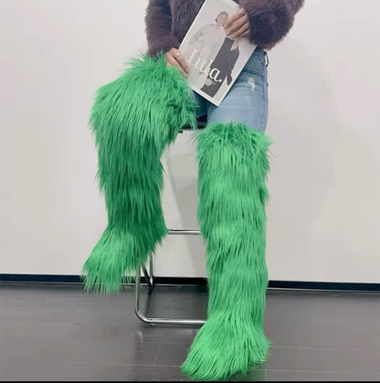 Mongolian Thigh High Faux Fur Boots