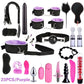 BDSM Kits Adults Sex Toys For Women Men Handcuffs Nipple Clamps Whip Spanking Sex Metal Anal Plug Vibrator Butt Bdsm Bondage Set - NawdeX