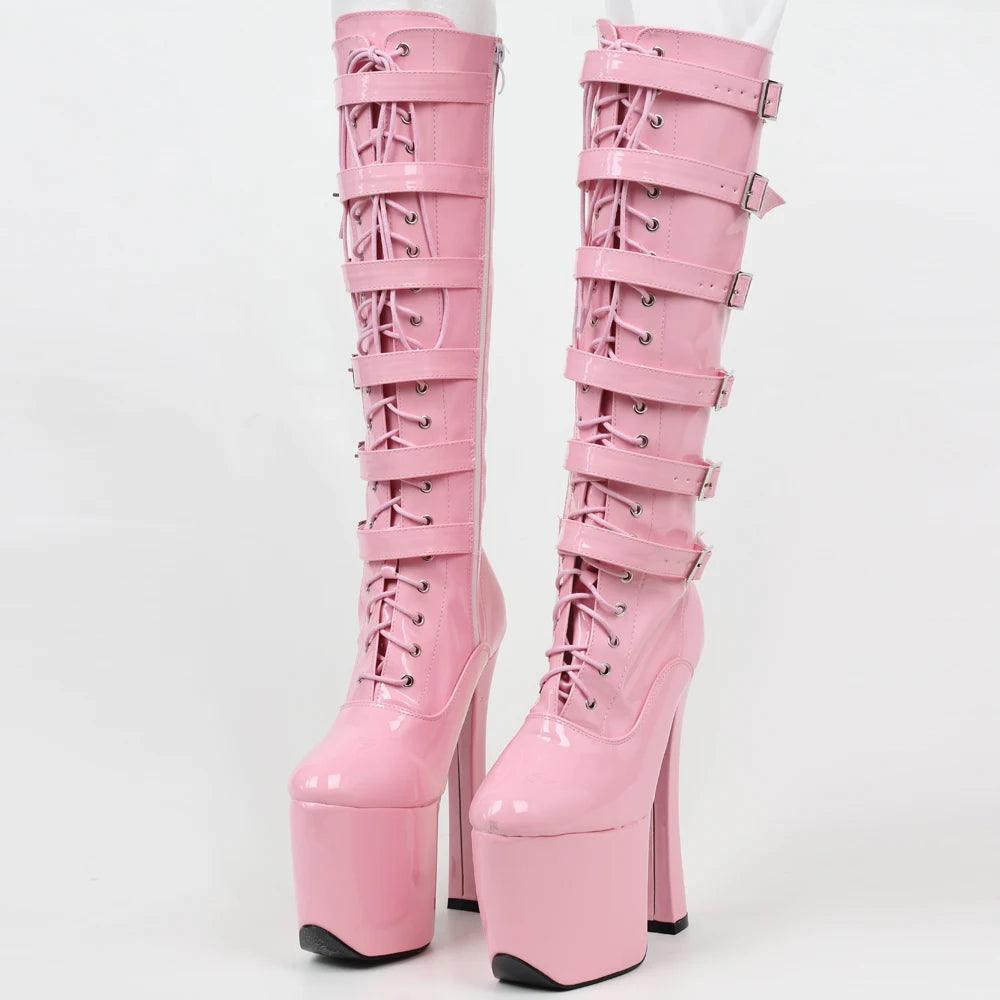 NawdeX Lace Up Buckled High Heel Platform Pole Dance boots - NawdeX