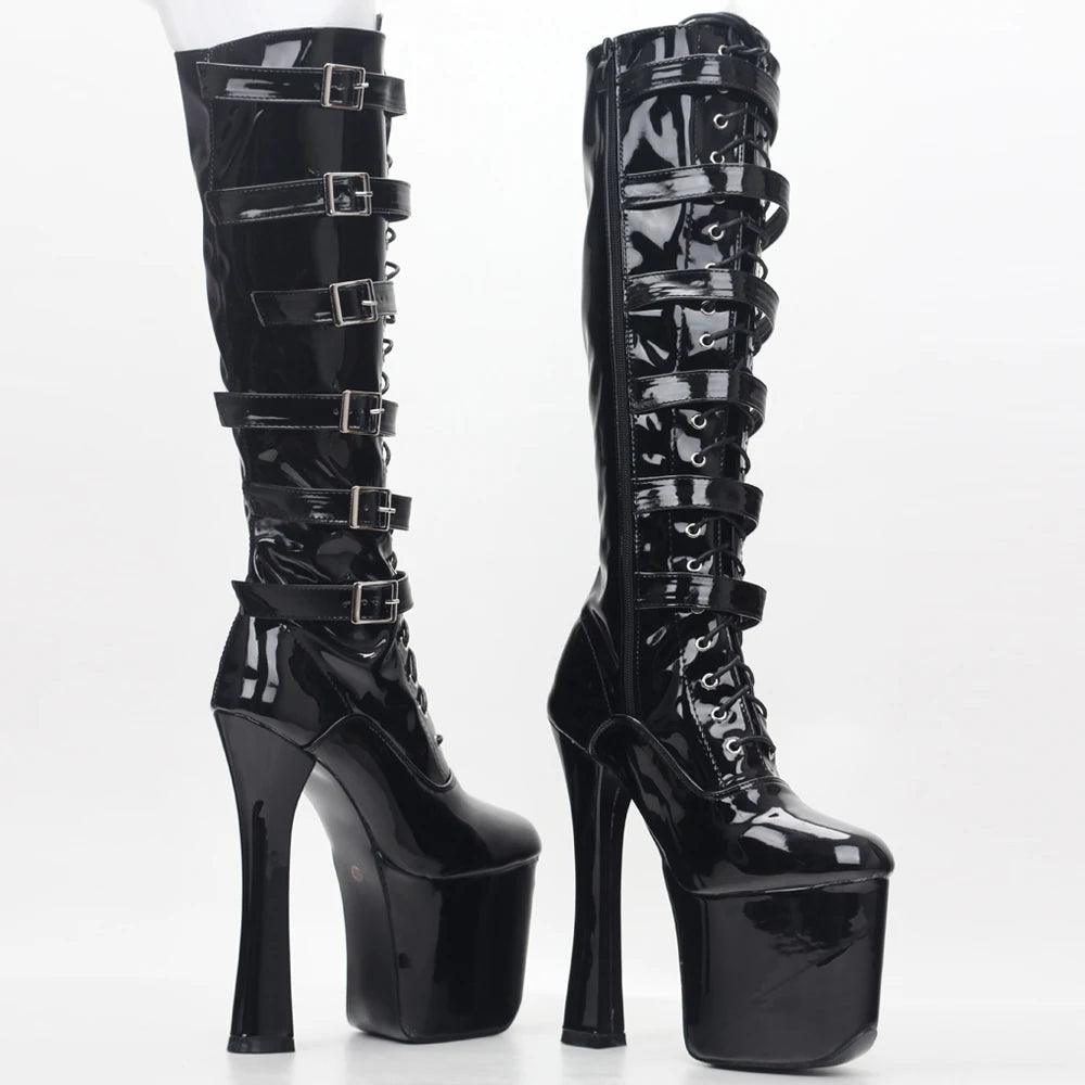 NawdeX Lace Up Buckled High Heel Platform Pole Dance boots - NawdeX