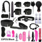 BDSM Kits Adults Sex Toys For Women Men Handcuffs Nipple Clamps Whip Spanking Sex Metal Anal Plug Vibrator Butt Bdsm Bondage Set - NawdeX