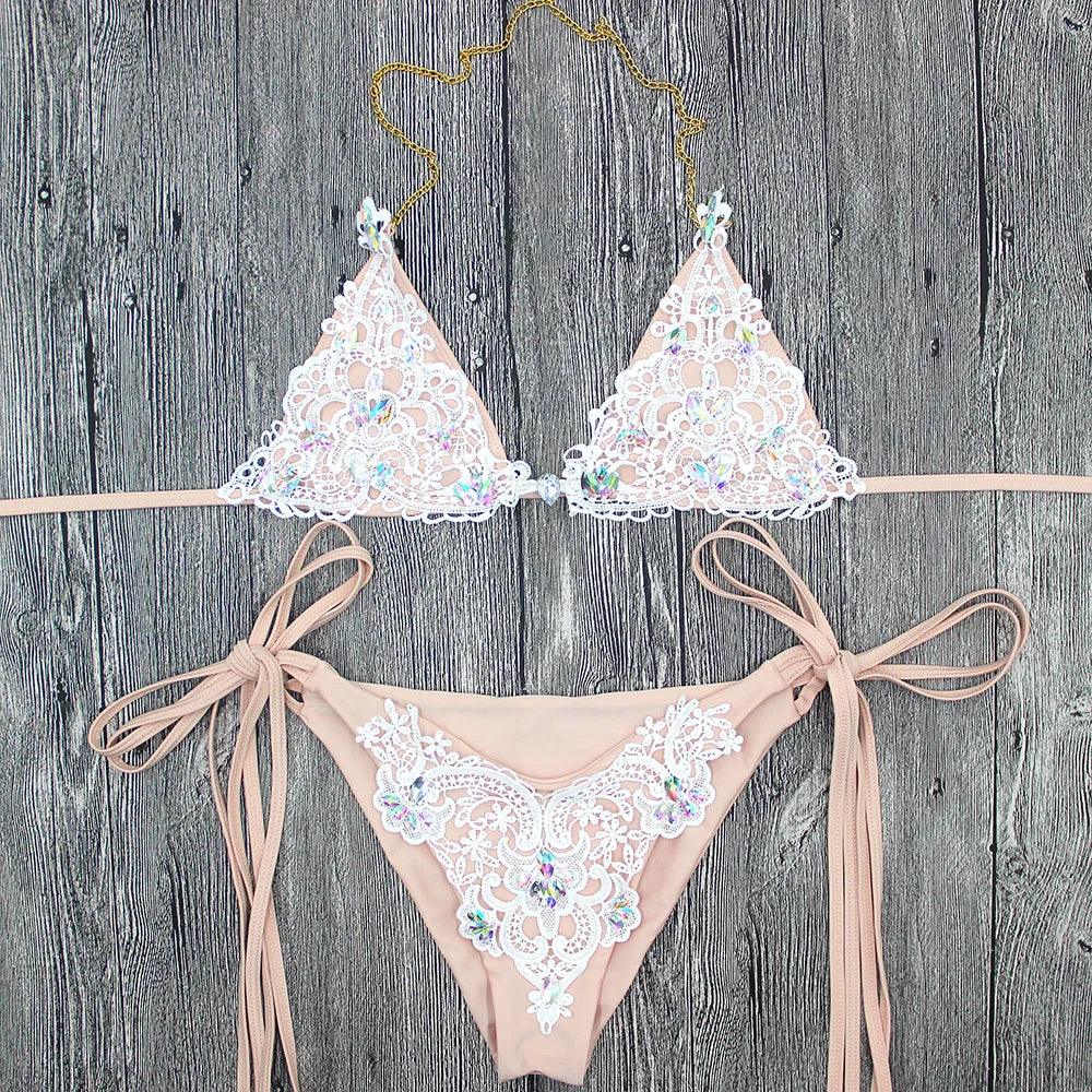 Lace Bikini Crystal Swimsuit - NawdeX