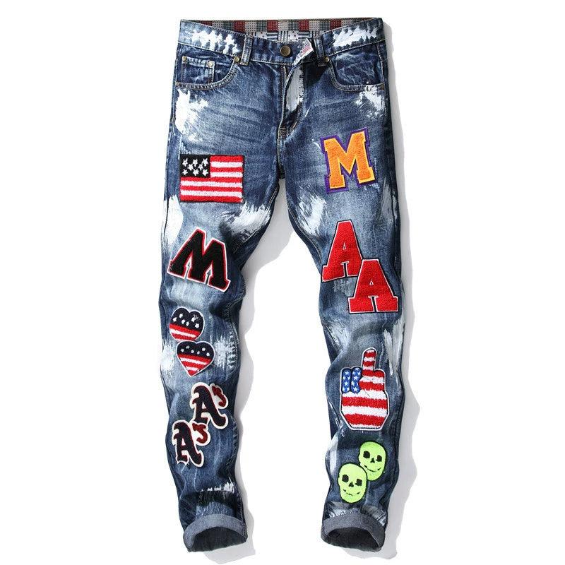 Graffiti Embroidered locking Jeans - NawdeX