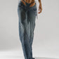 Distressed Tied Slim Fit  Cutout Denim - NawdeX