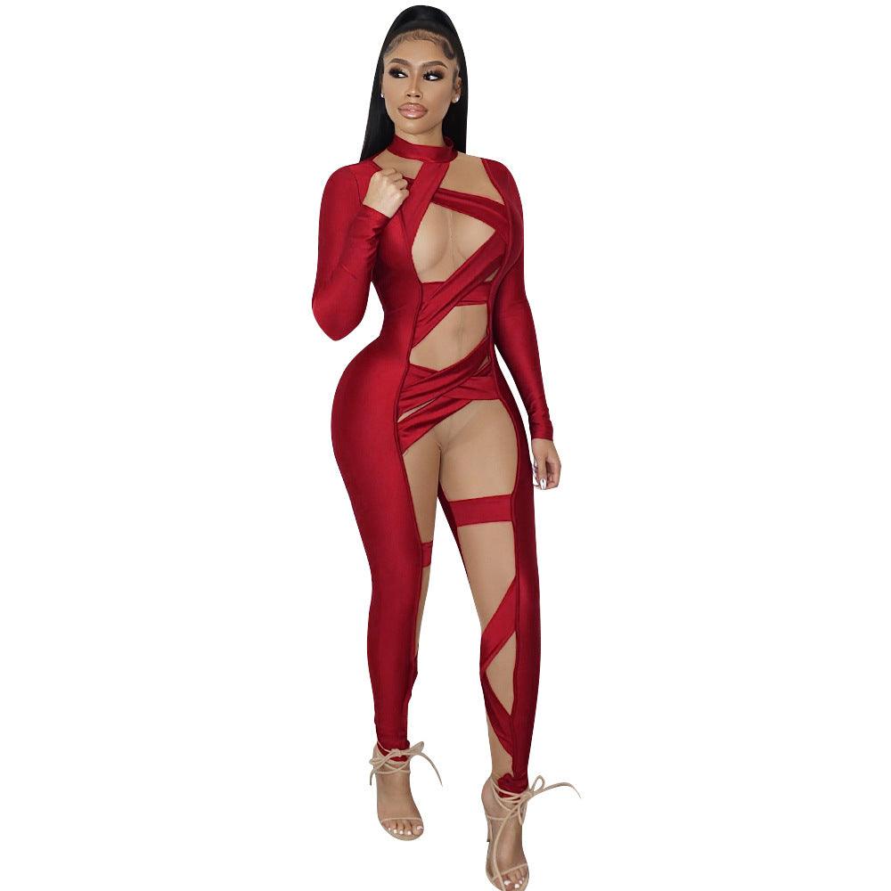 Stitching Long Sleeve Jumpsuit Women - NawdeX
