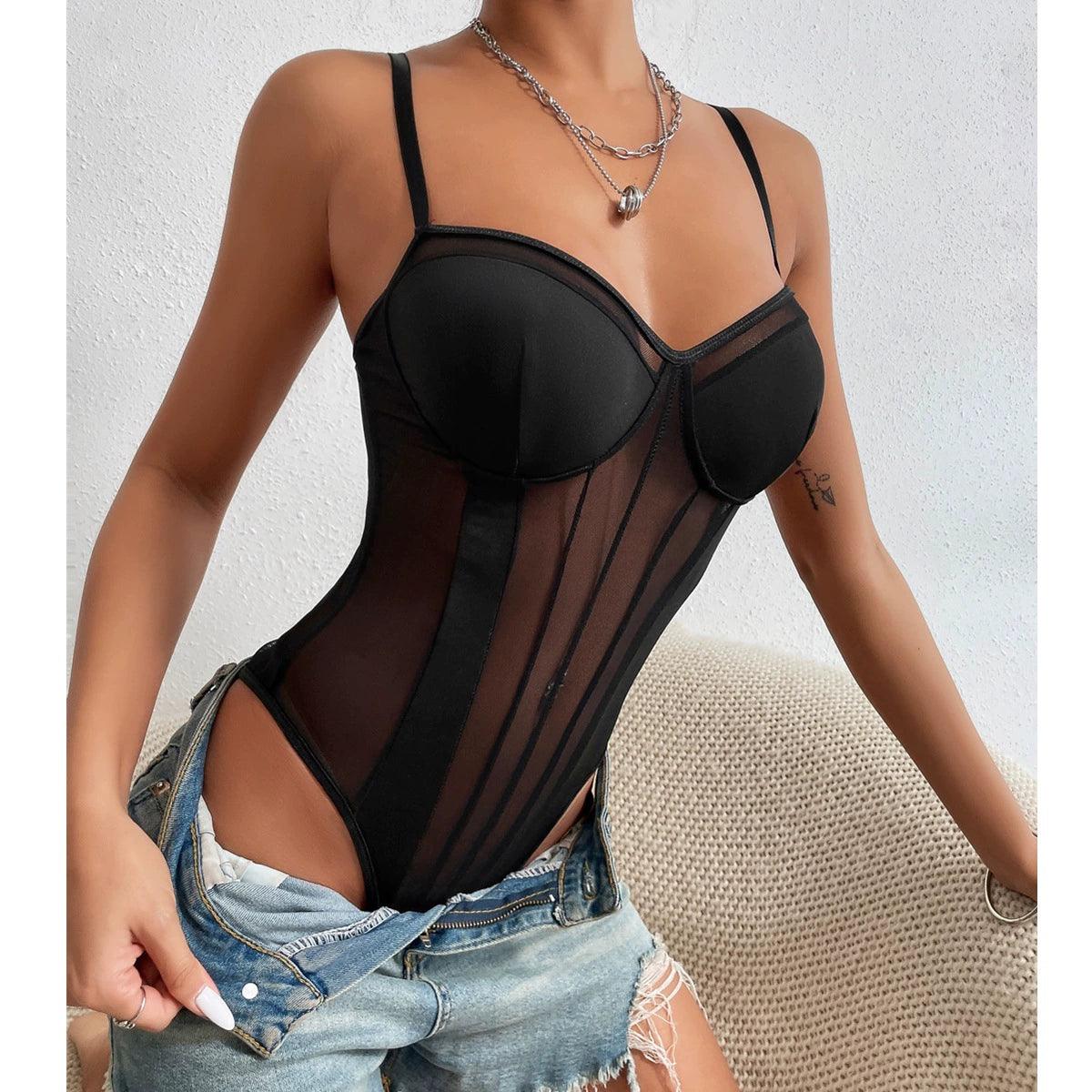 Sexy Fashion Backless Gauzy Lace Jumpsuit - NawdeX