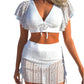 Solid Color High Waist Swimming Trunks Skirt Suit Bikini Women's Split Swimsuit - NawdeX