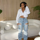 Hollow-out Diamond Stretch Jeans - NawdeX